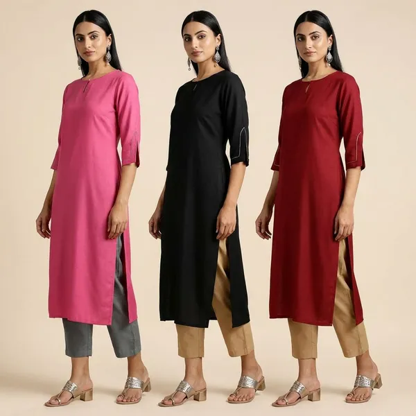 PETAL_PINK_&_BLACK_&_MAROON_PETAL_SLEEVE_KURTI