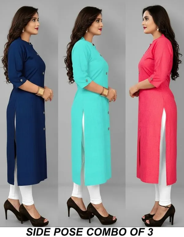 COLLAR_NAVYBLUE&AQUABLUE&PINK_STRAIGHT_KURTI