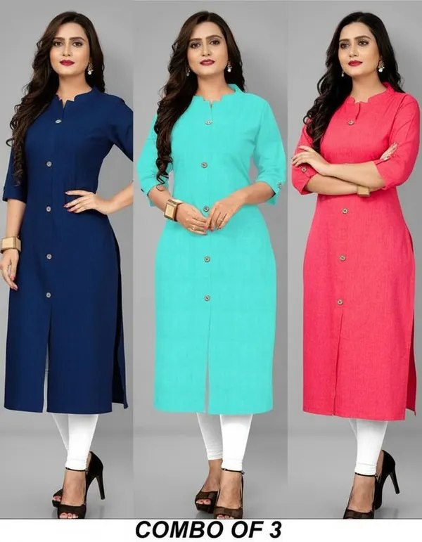 COLLAR_NAVYBLUE&AQUABLUE&PINK_STRAIGHT_KURTI