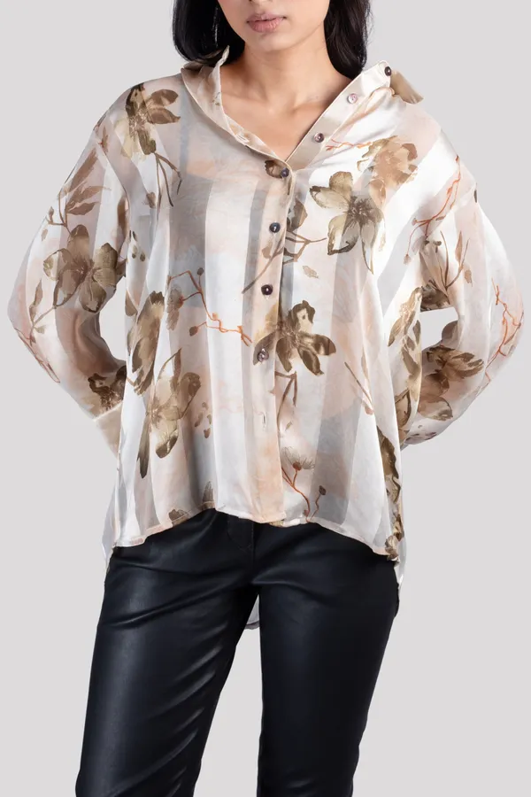 Gold_Cotton_Floral_Print_Shirt_For_Women