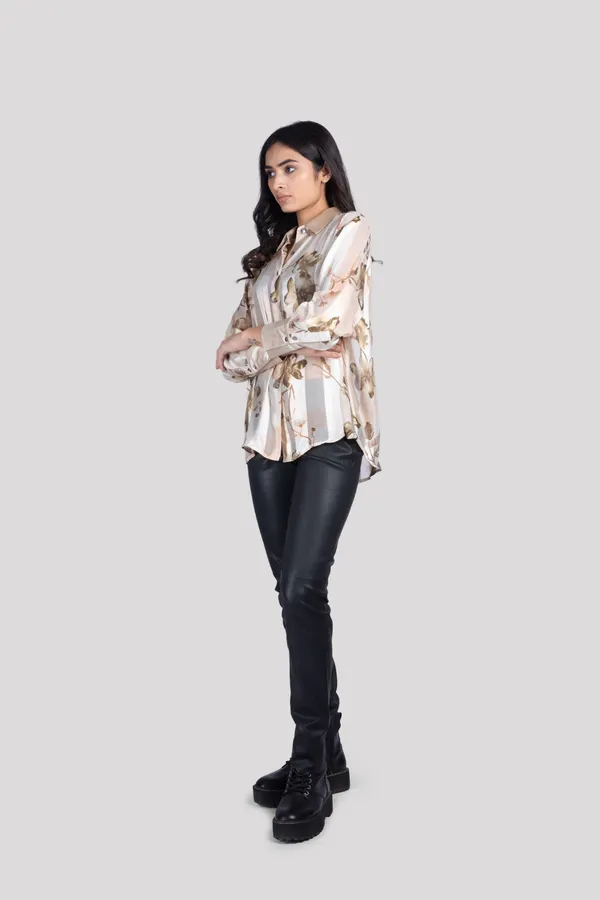 Gold_Cotton_Floral_Print_Shirt_For_Women
