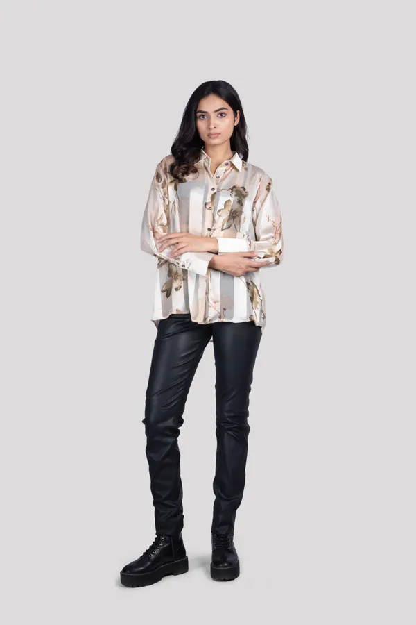 Gold_Cotton_Floral_Print_Shirt_For_Women