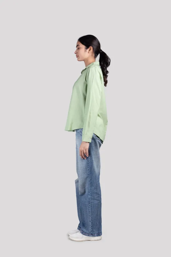 Green_Cotton_Kurta_Shirt_For_Women