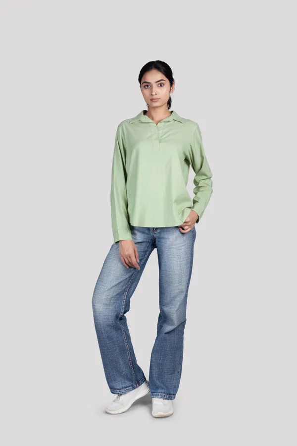 Green_Cotton_Kurta_Shirt_For_Women