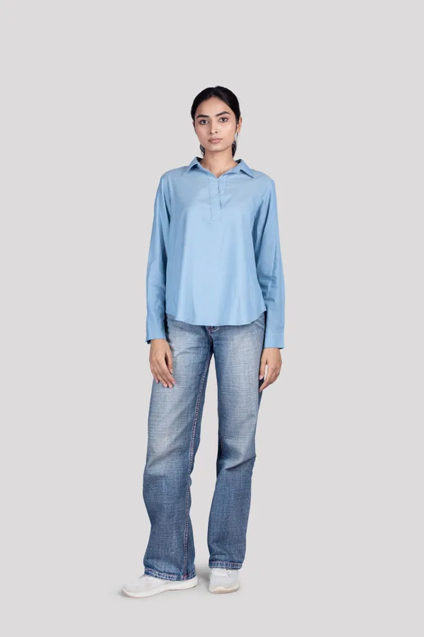 Blue_Cotton_Kurta_Shirt_For_Women