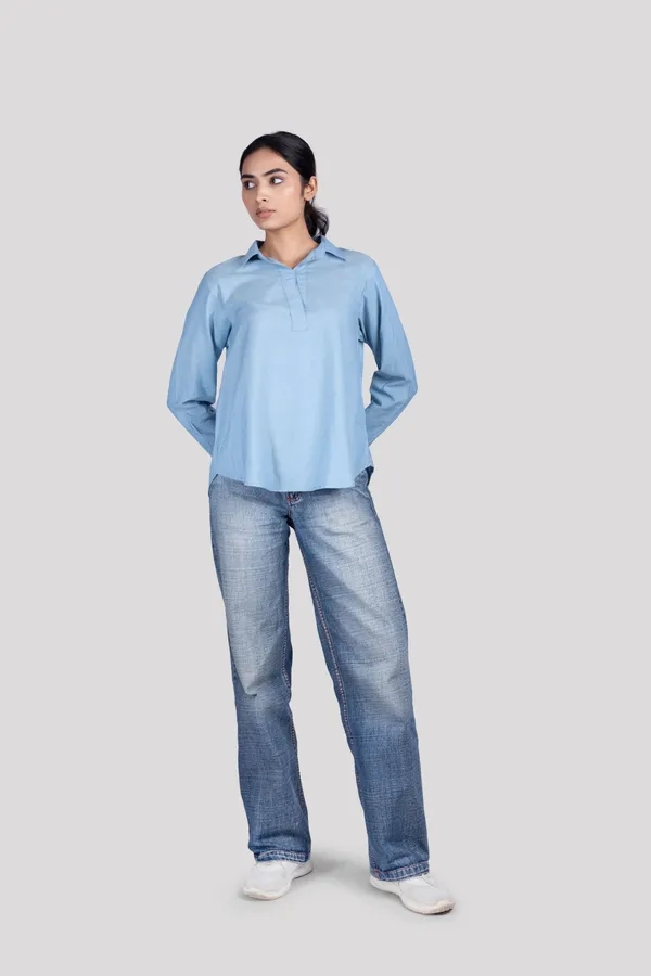 Blue_Cotton_Kurta_Shirt_For_Women