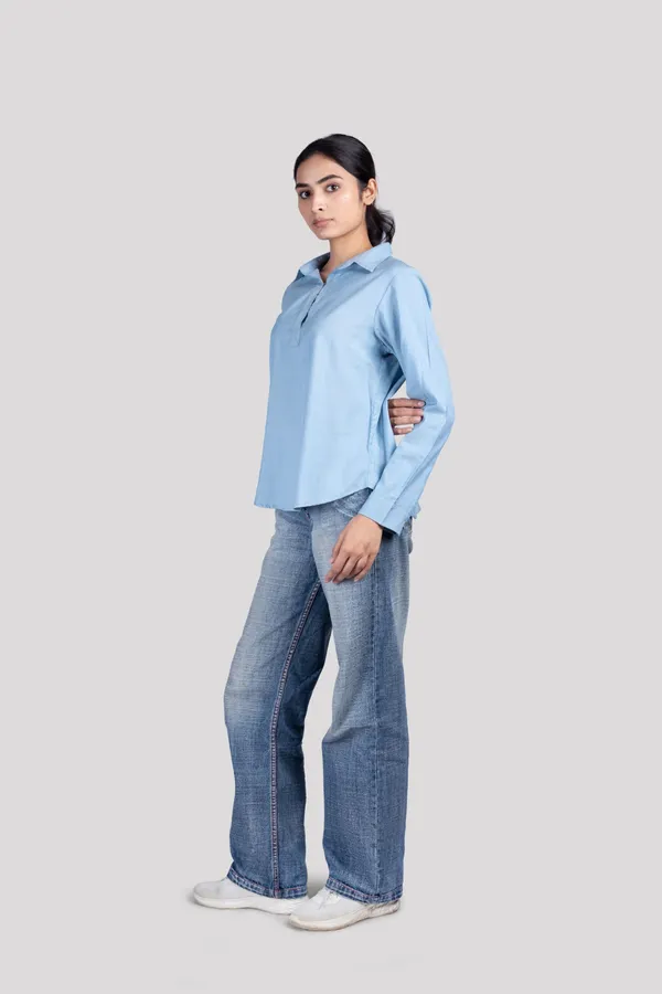 Blue_Cotton_Kurta_Shirt_For_Women