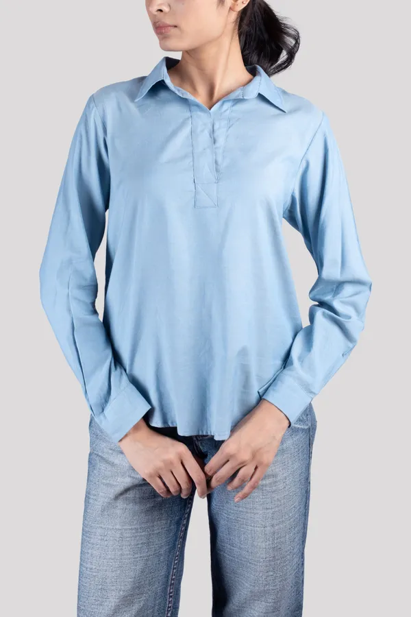 Blue_Cotton_Kurta_Shirt_For_Women