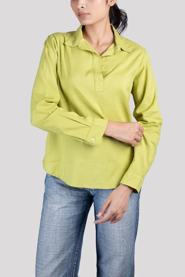 Green_Cotton_Kurta_Shirt_For_Women