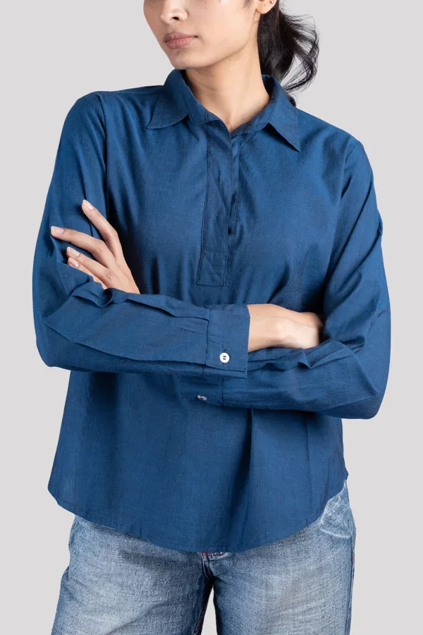 Blue_Cotton_Kurta_Shirt_For_Women