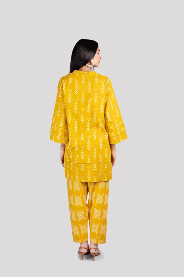 Yellow_Cotton_Lace_Sleeves_Hem_Co_Ord_Set_With_Comfort_Salwar_For_Women