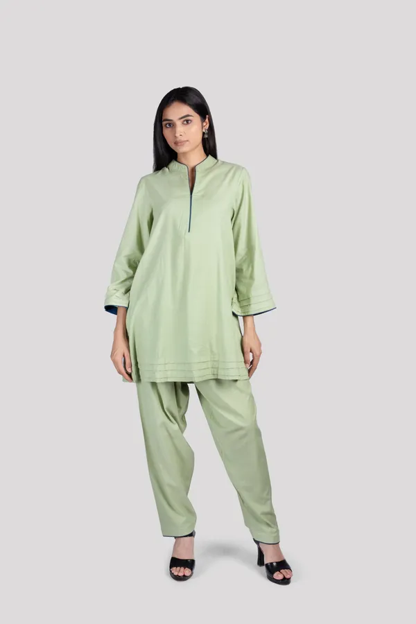 Green_Cotton_Co_Ord_Set_With_Comfort_Salwar_For_Women