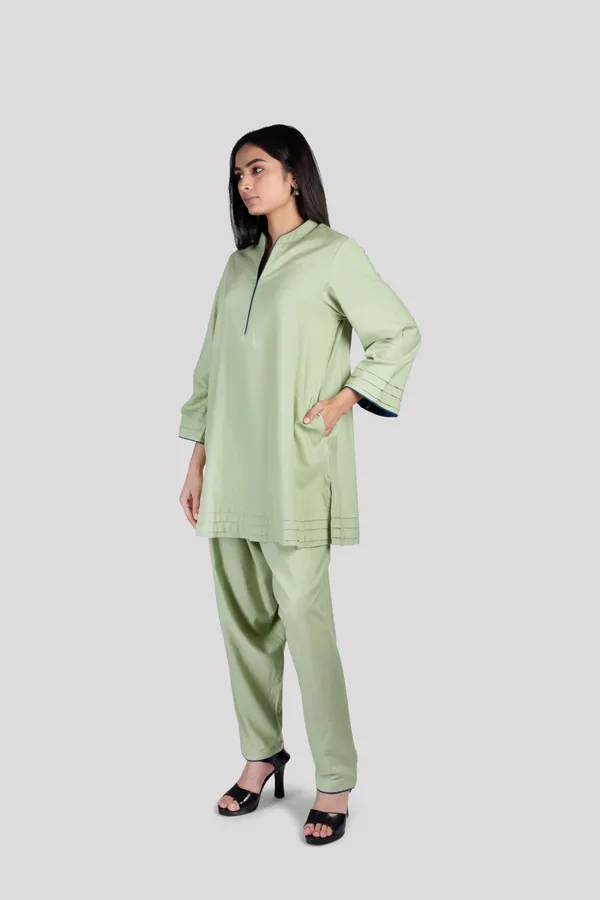 Green_Cotton_Co_Ord_Set_With_Comfort_Salwar_For_Women