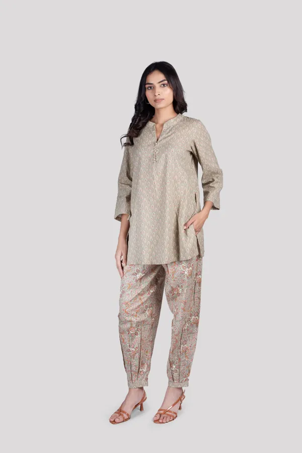 Brown_Soft_Cotton_Co_Ord_Set_With_Dhoti_Pants_For_Women