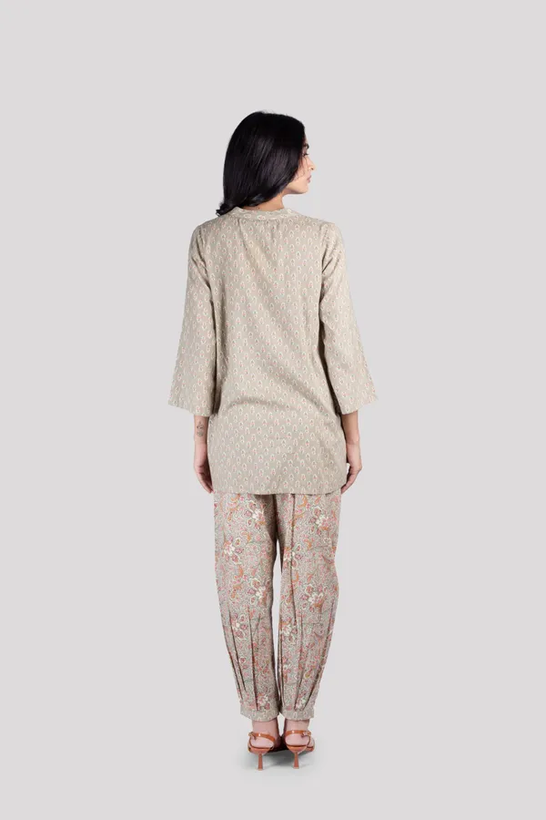 Brown_Soft_Cotton_Co_Ord_Set_With_Dhoti_Pants_For_Women