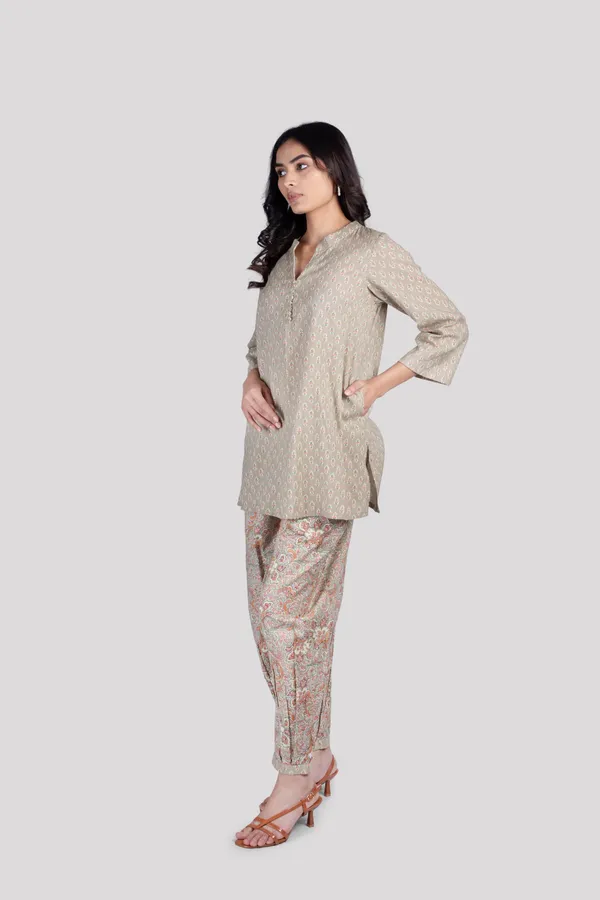 Brown_Soft_Cotton_Co_Ord_Set_With_Dhoti_Pants_For_Women