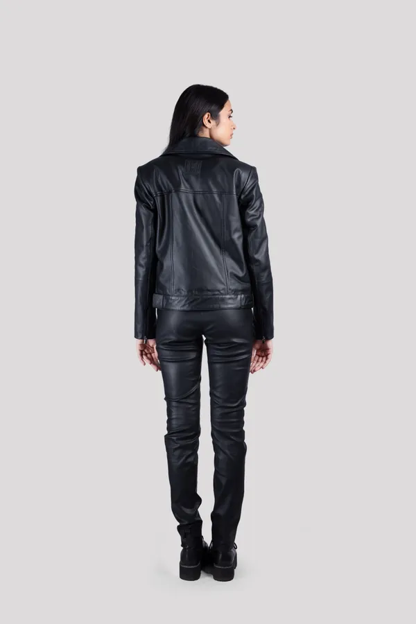 Black_Leather_Solid_Lapel_Collar_Casual_Jacket_For_Women