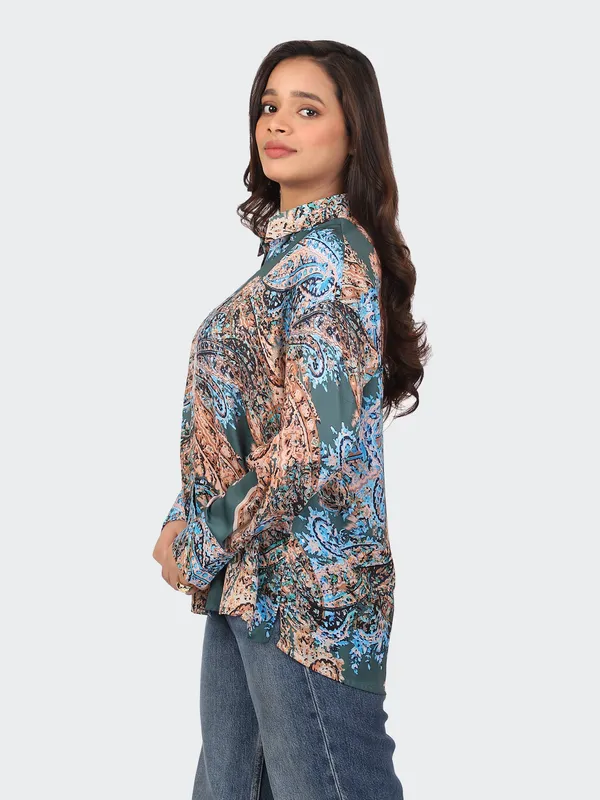 Multicolour_Cotton_Paisley_Semi_Formal_Shirt_For_Women