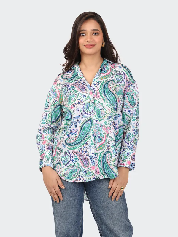 Multicolour_Cotton_Paisley_Semi_Formal_Shirt_For_Women