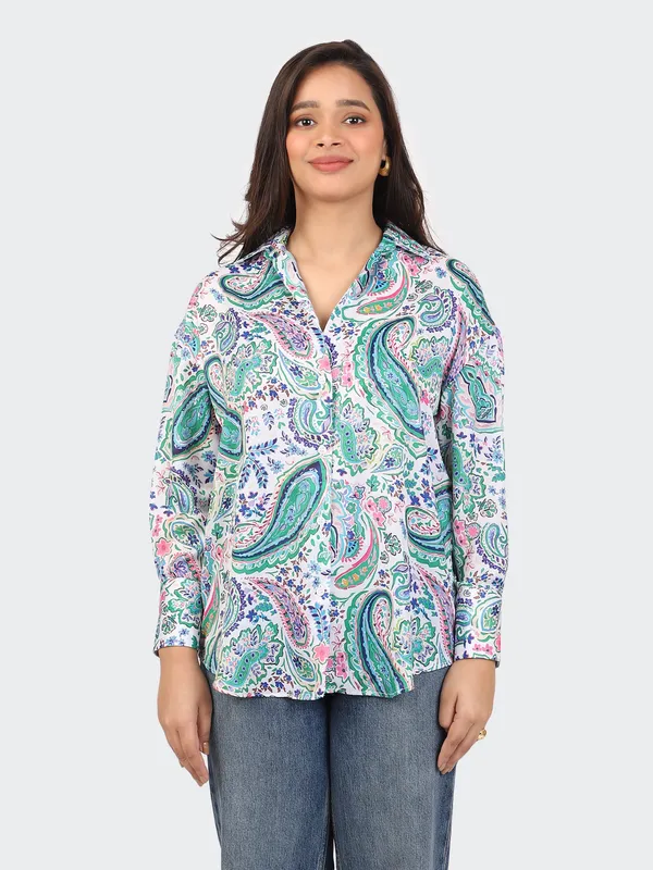 Multicolour_Cotton_Paisley_Semi_Formal_Shirt_For_Women