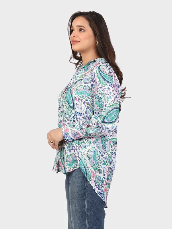 Multicolour_Cotton_Paisley_Semi_Formal_Shirt_For_Women
