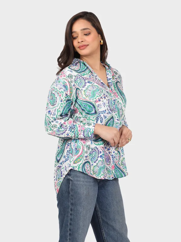 Multicolour_Cotton_Paisley_Semi_Formal_Shirt_For_Women