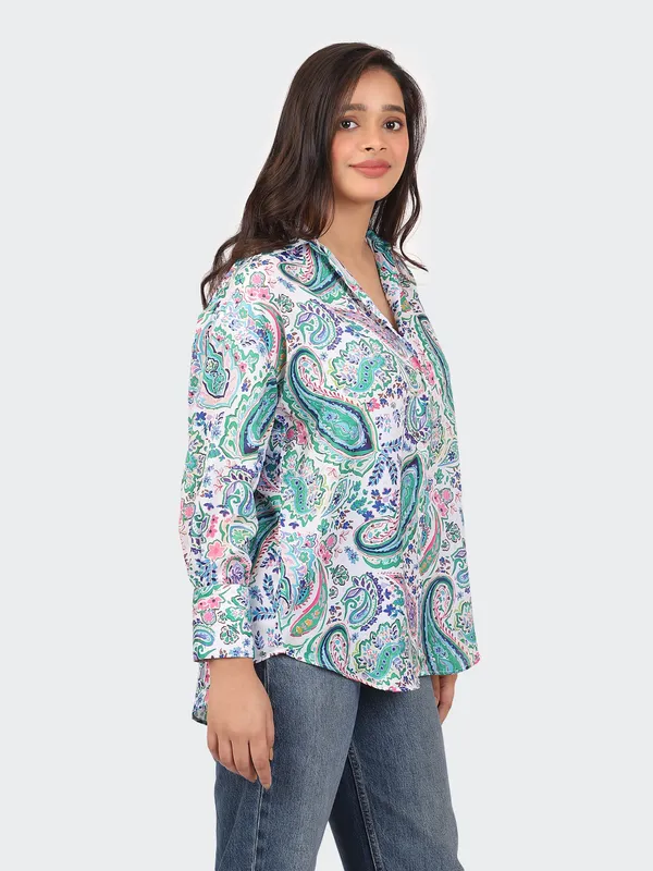 Multicolour_Cotton_Paisley_Semi_Formal_Shirt_For_Women