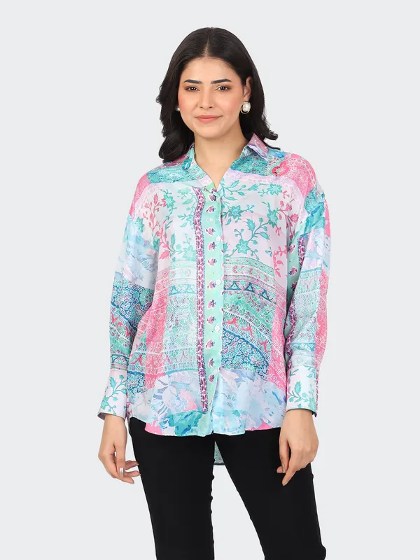 Multicolour_Cotton_Floral_Semi_Formal_Shirt_For_Women