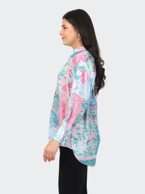 Multicolour_Cotton_Floral_Semi_Formal_Shirt_For_Women