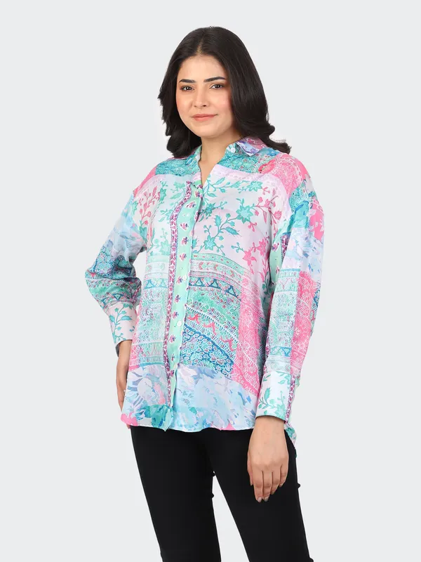 Multicolour_Cotton_Floral_Semi_Formal_Shirt_For_Women