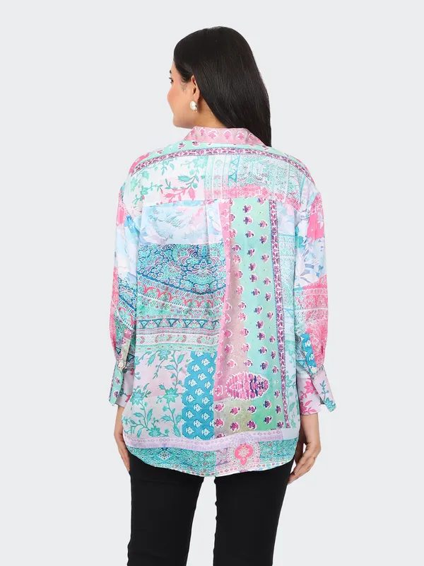 Multicolour_Cotton_Floral_Semi_Formal_Shirt_For_Women
