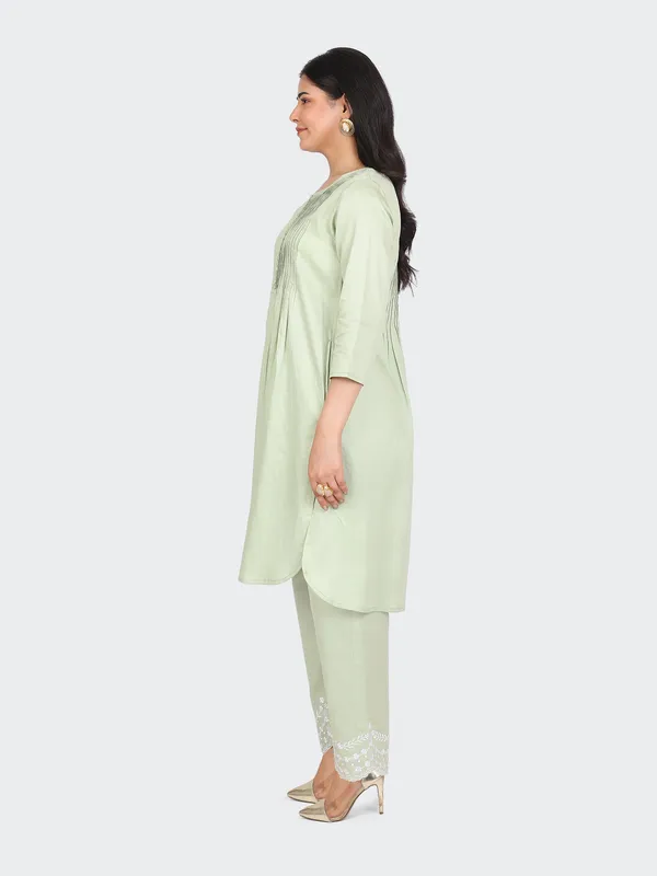 Green_Cotton_Mint_Palazzo_Embroidery_Kurta_Set_For_Women