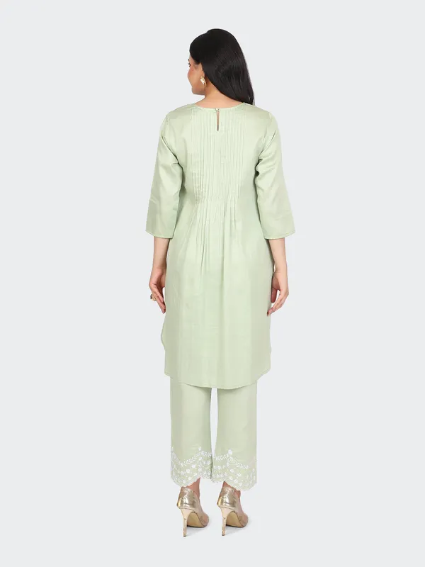 Green_Cotton_Mint_Palazzo_Embroidery_Kurta_Set_For_Women