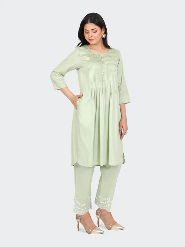 Green_Cotton_Mint_Palazzo_Embroidery_Kurta_Set_For_Women