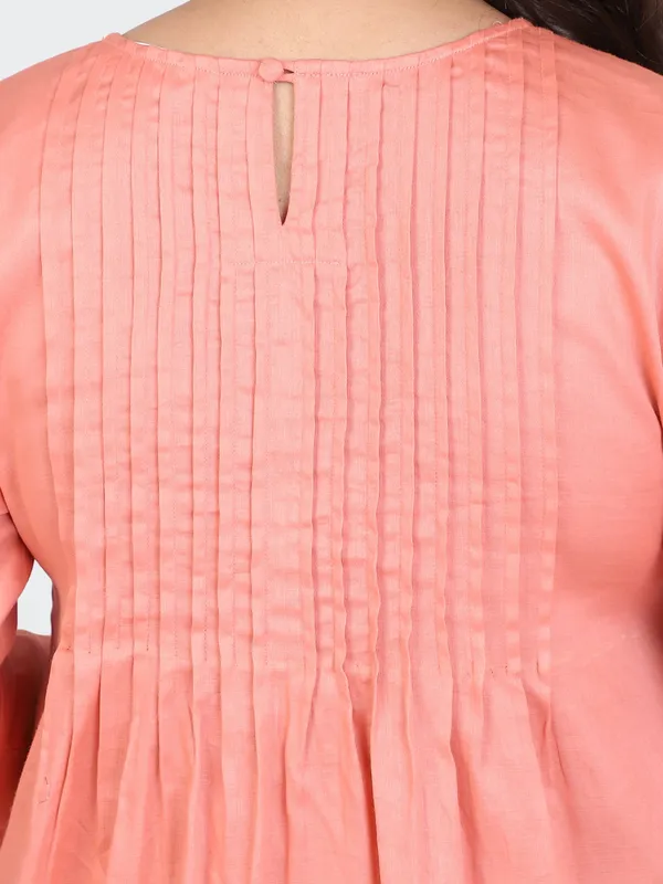 Peach_Cotton_Palazzo_Embroidery_Kurta_Set_For_Women