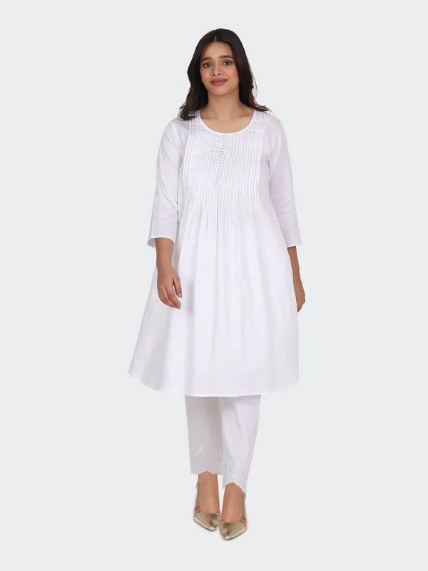 White_Cotton_Palazzo_Embroidery_Kurta_Set_For_Women