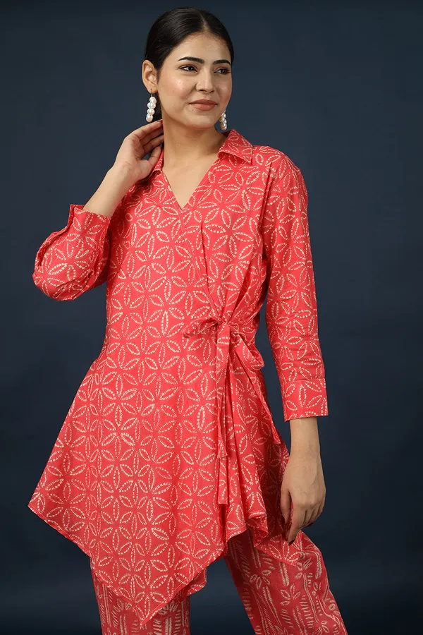 Red_Cotton_Muslin_Floral_Kurta_Pyjama_Set_For_Women