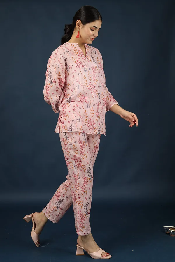 Pink_Linen_Floral_Top_Pant_Set_For_Women