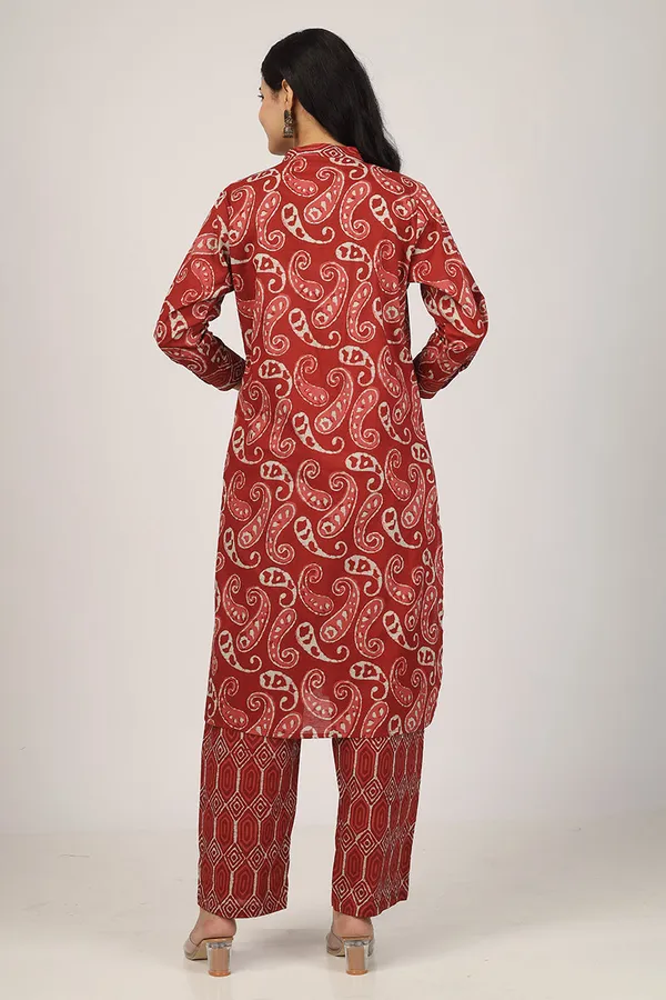 Maroon_Cotton_Red_Floral_Pattern_Kurta_Pyjama_Set_For_Women