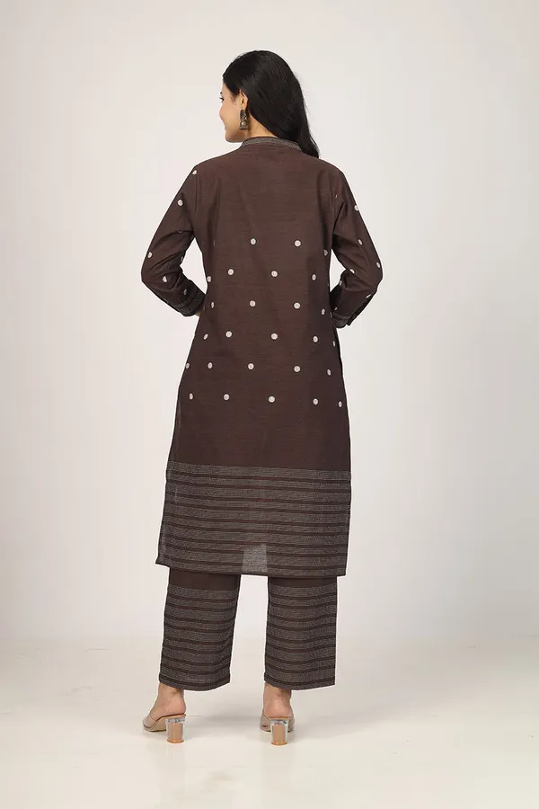 Brown_Cotton_Kurta_Pyjama_Set_For_Women