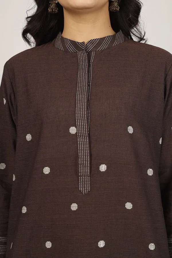 Brown_Cotton_Kurta_Pyjama_Set_For_Women