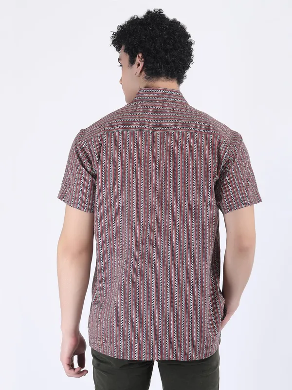 Red_Cotton_Blue_Striped_Summer_Shirt_For_Men