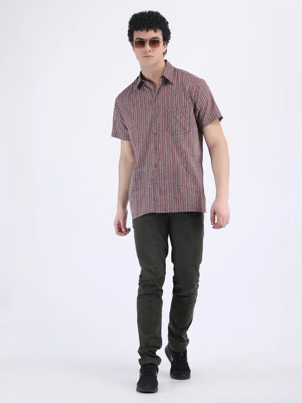Red_Cotton_Blue_Striped_Summer_Shirt_For_Men