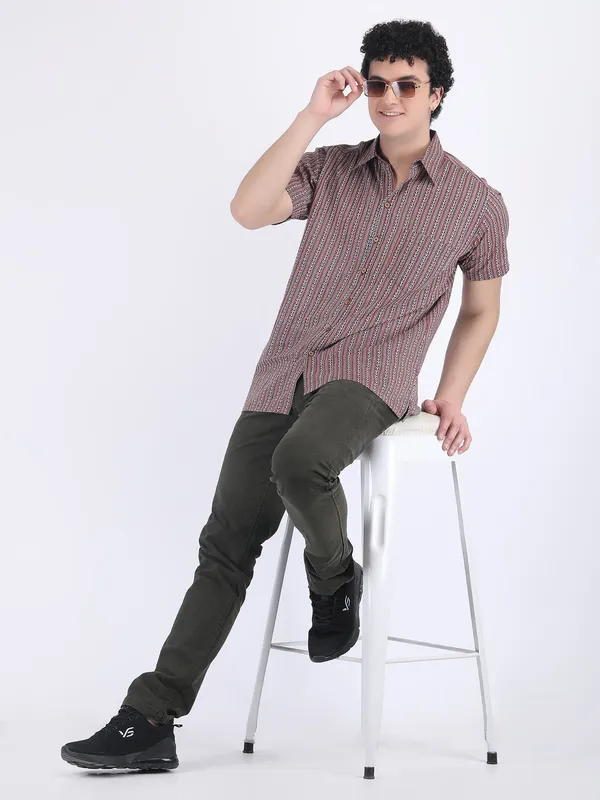 Red_Cotton_Blue_Striped_Summer_Shirt_For_Men
