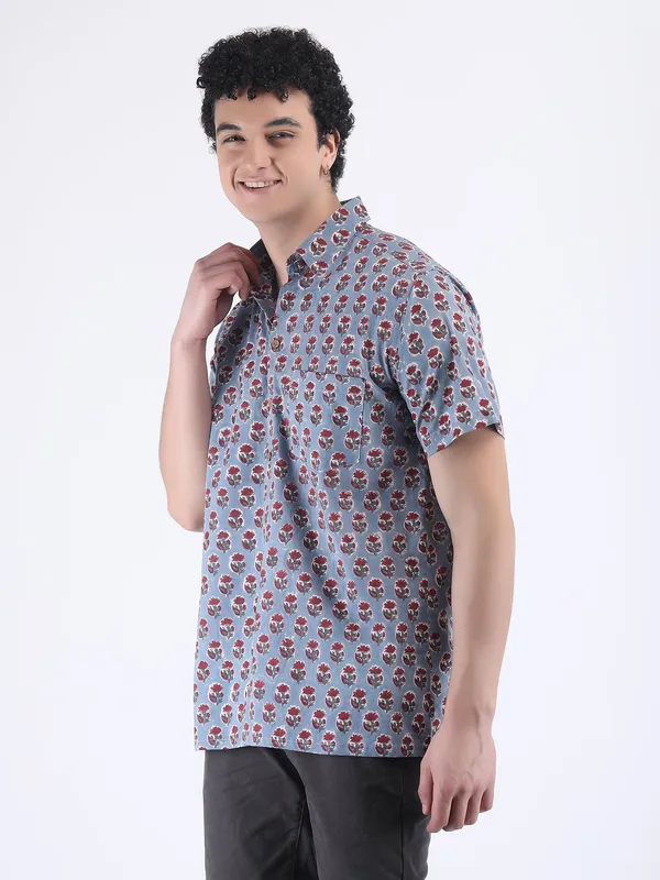 Indigo_Cotton_Block_Print_Summer_Shirt_For_Men