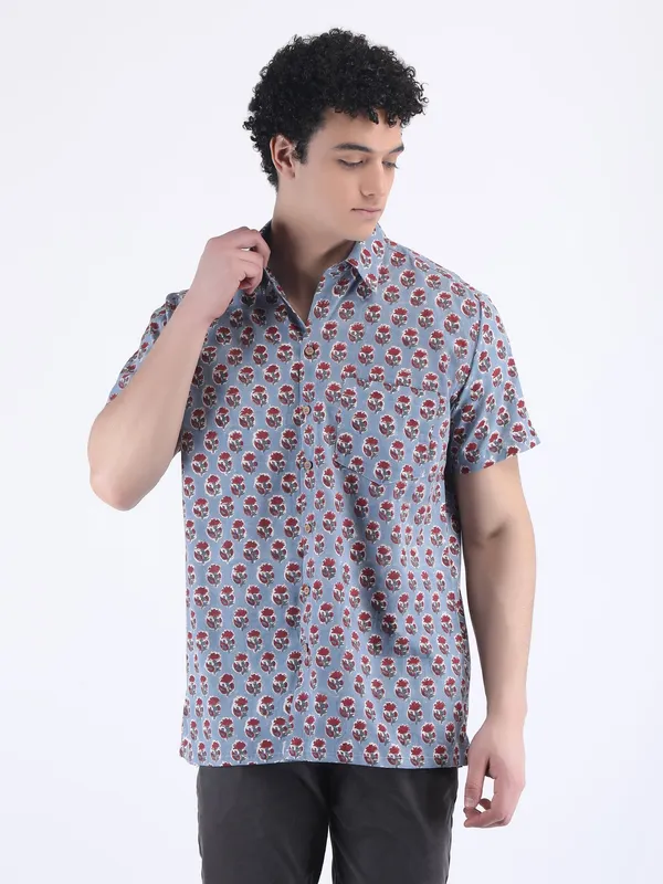 Indigo_Cotton_Block_Print_Summer_Shirt_For_Men