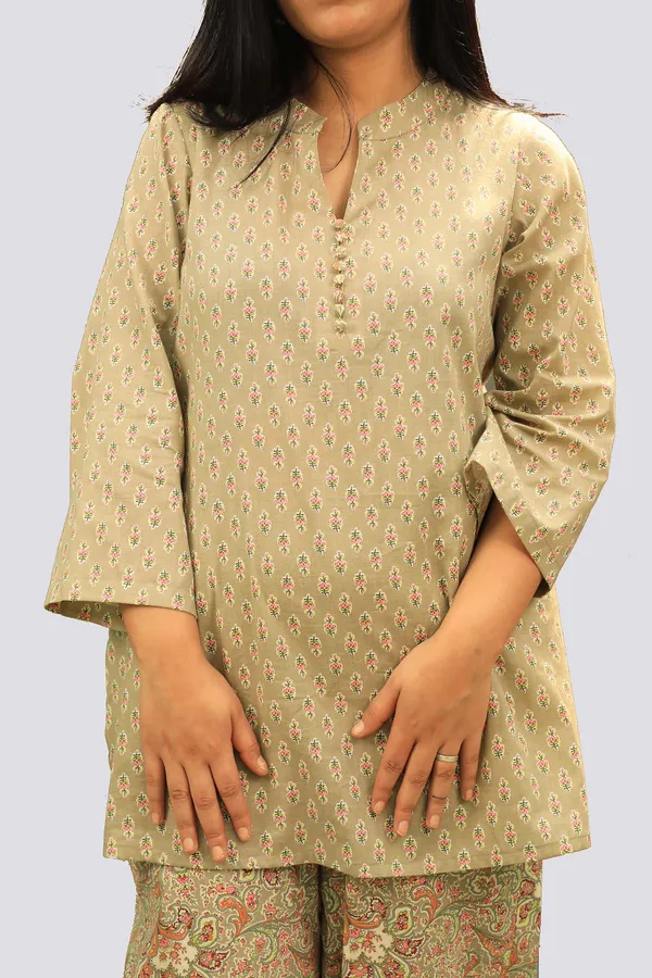 Beige_Soft_Cotton_Co_Ord_Set_With_Dhoti_Pants_For_Women