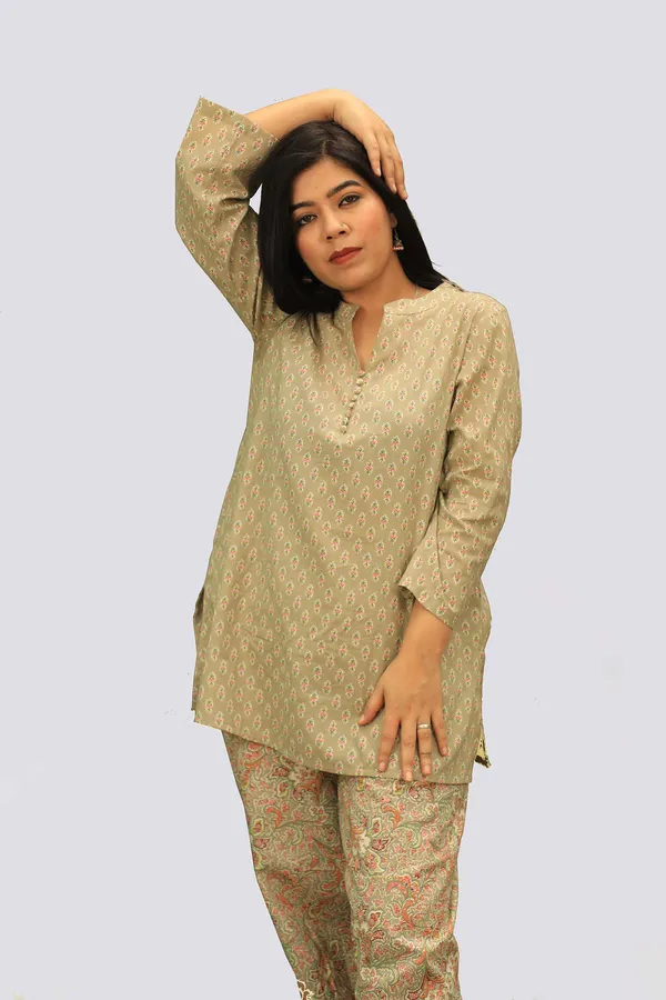 Beige_Soft_Cotton_Co_Ord_Set_With_Dhoti_Pants_For_Women