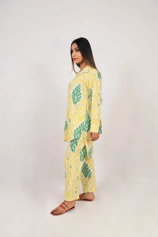 Yellow_Soft_Cotton_Ikat_Print_Co_Ord_Set_For_Women