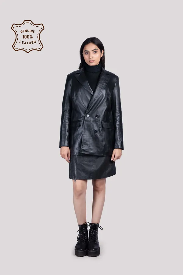 Black_Leather_Double_Breasted_Blazer_For_Women